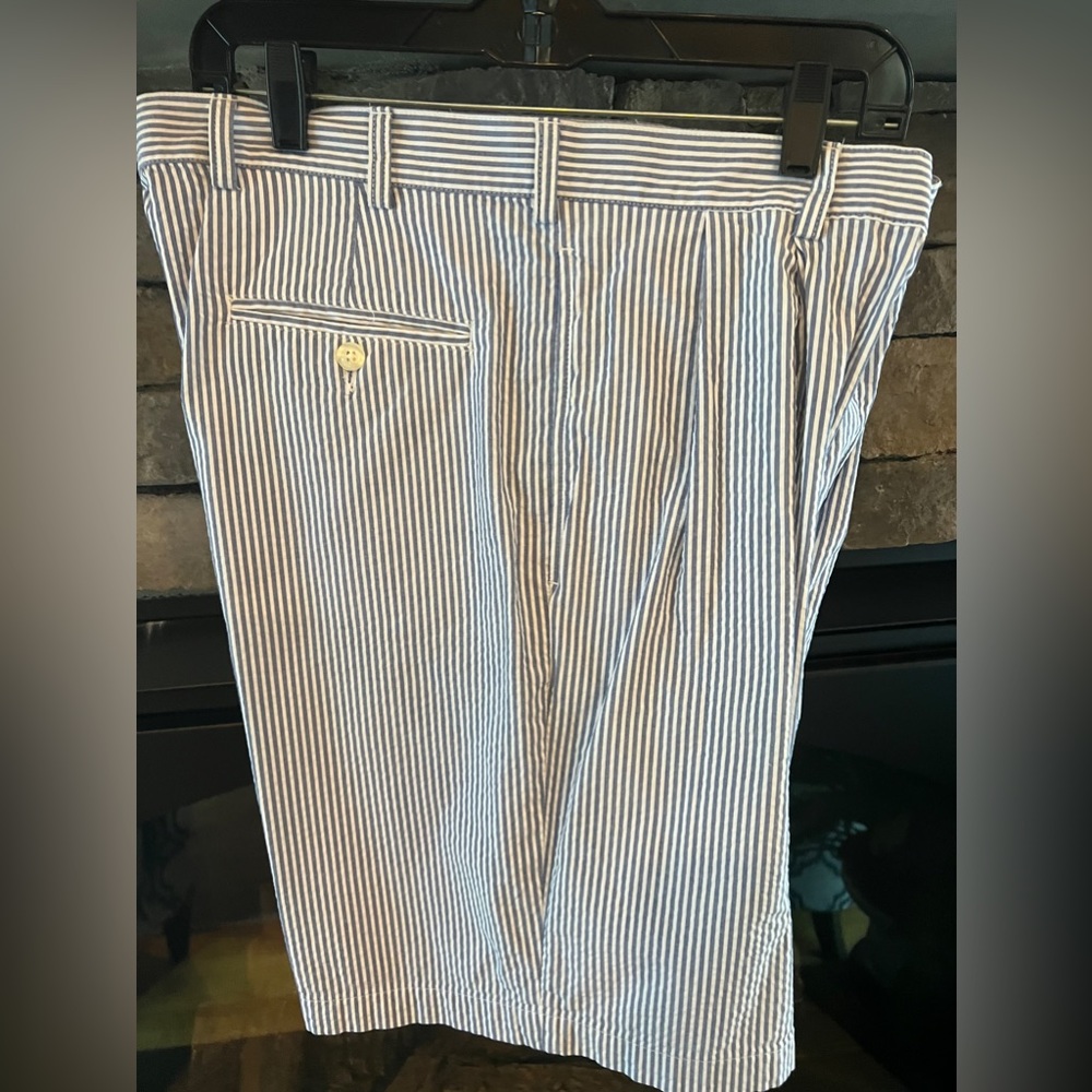 Jos A. Banks "Stay Cool" Shorts in Blue Seersucker